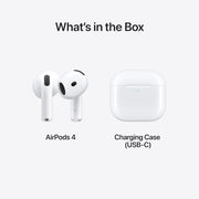 AirPods 4 with MagSafe Charging Case (USB-C) Bluetooth (White, 2X Active Noise ,True Wireless) With One Year Warranty